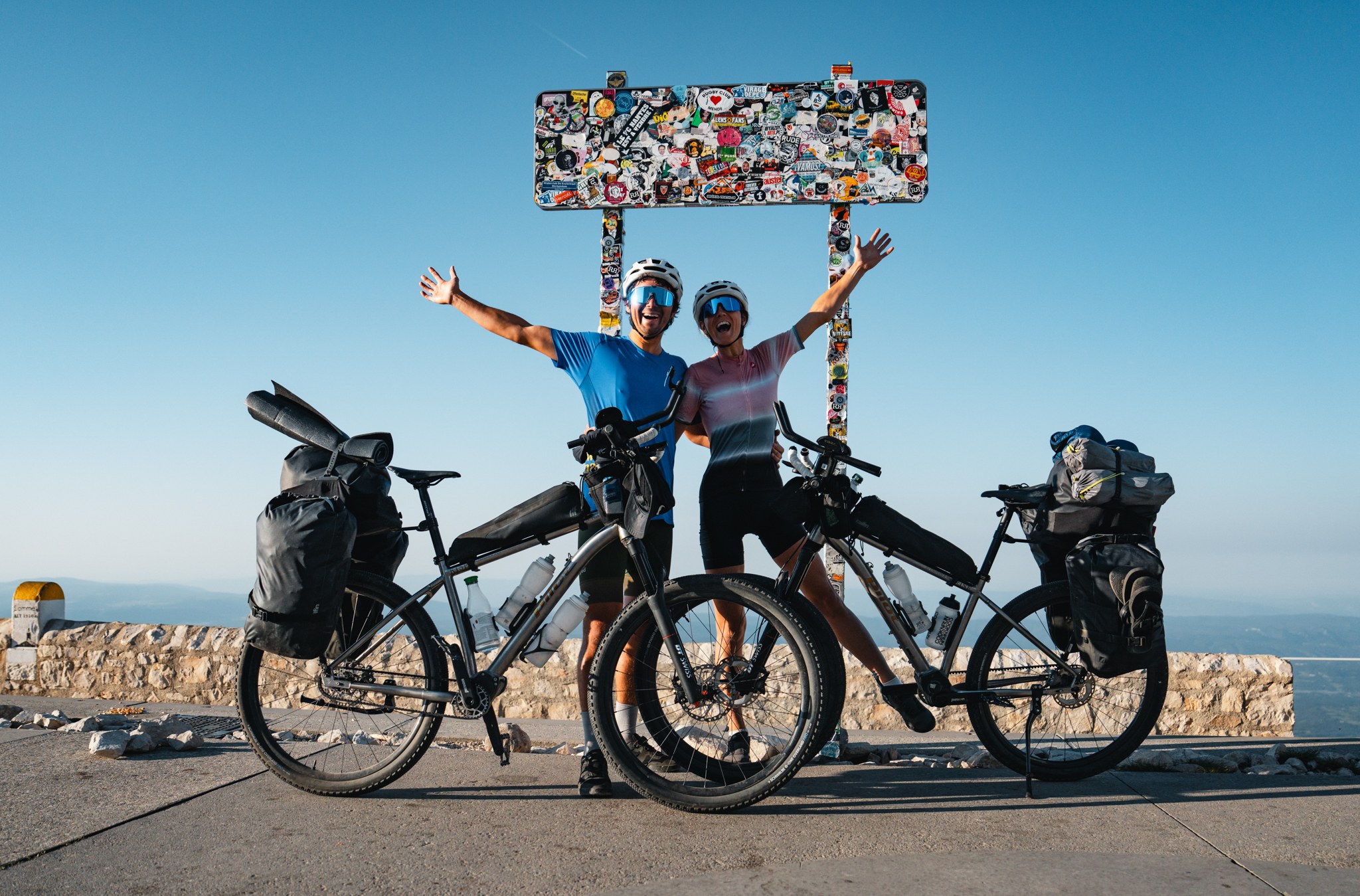 Leaving with fully loaded bikes
