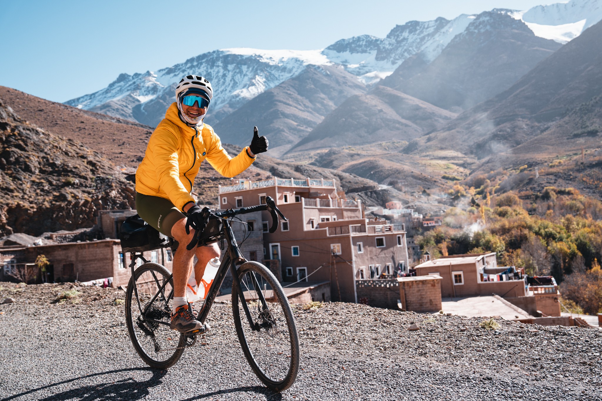 Cycling toward the Atlas mountains