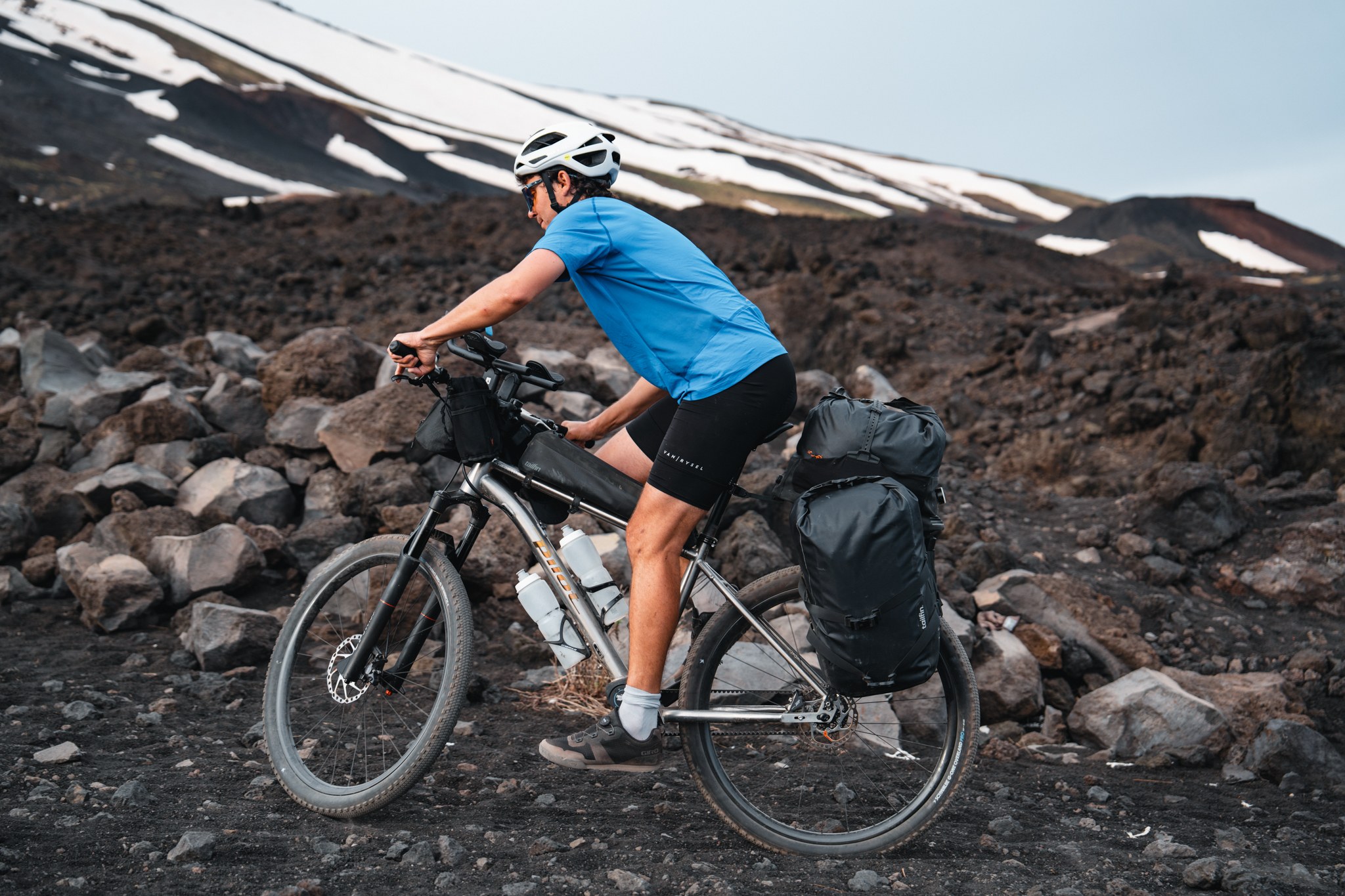Riding through lava fields