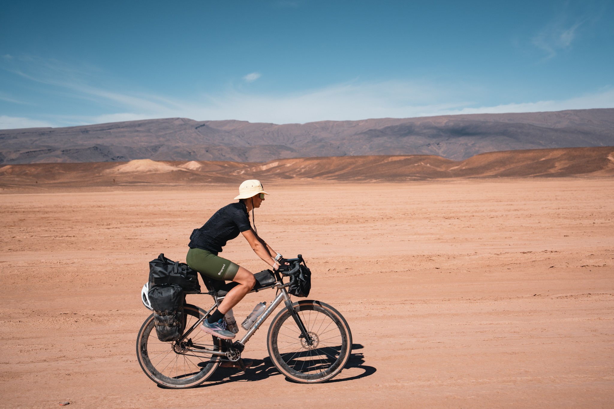 Long desert track in Morocco