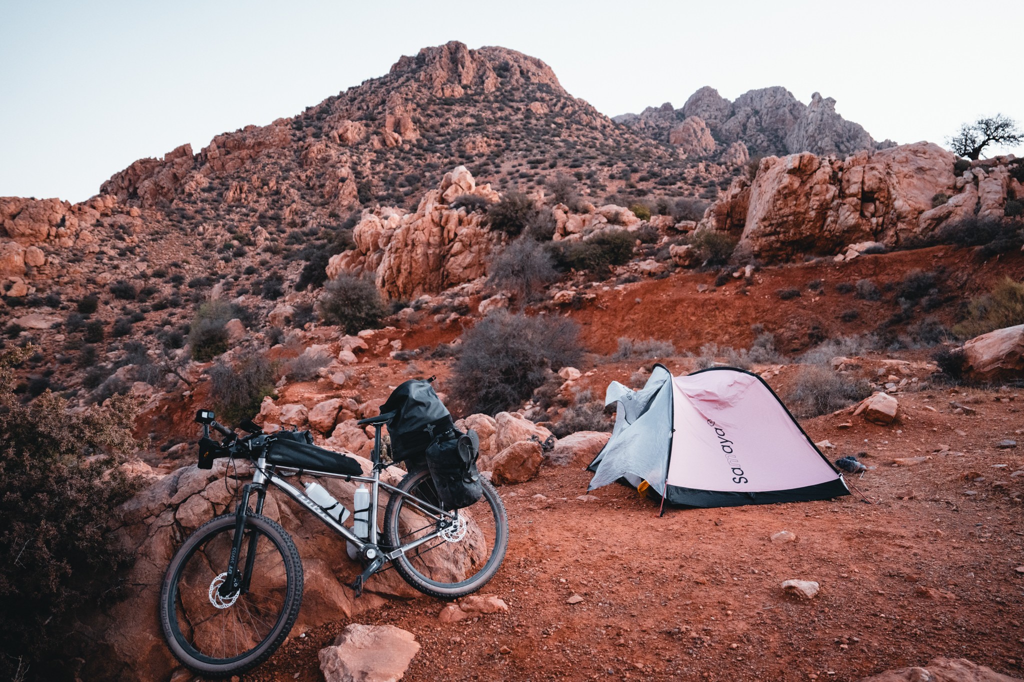 Bikepacking camp in the Anti-Atlas