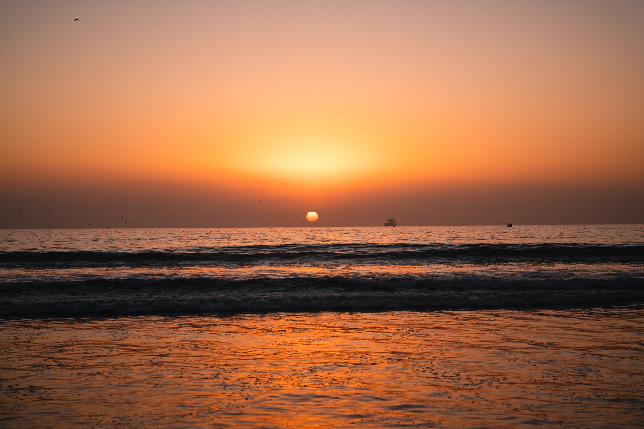 Sunset over the sea near Tangier