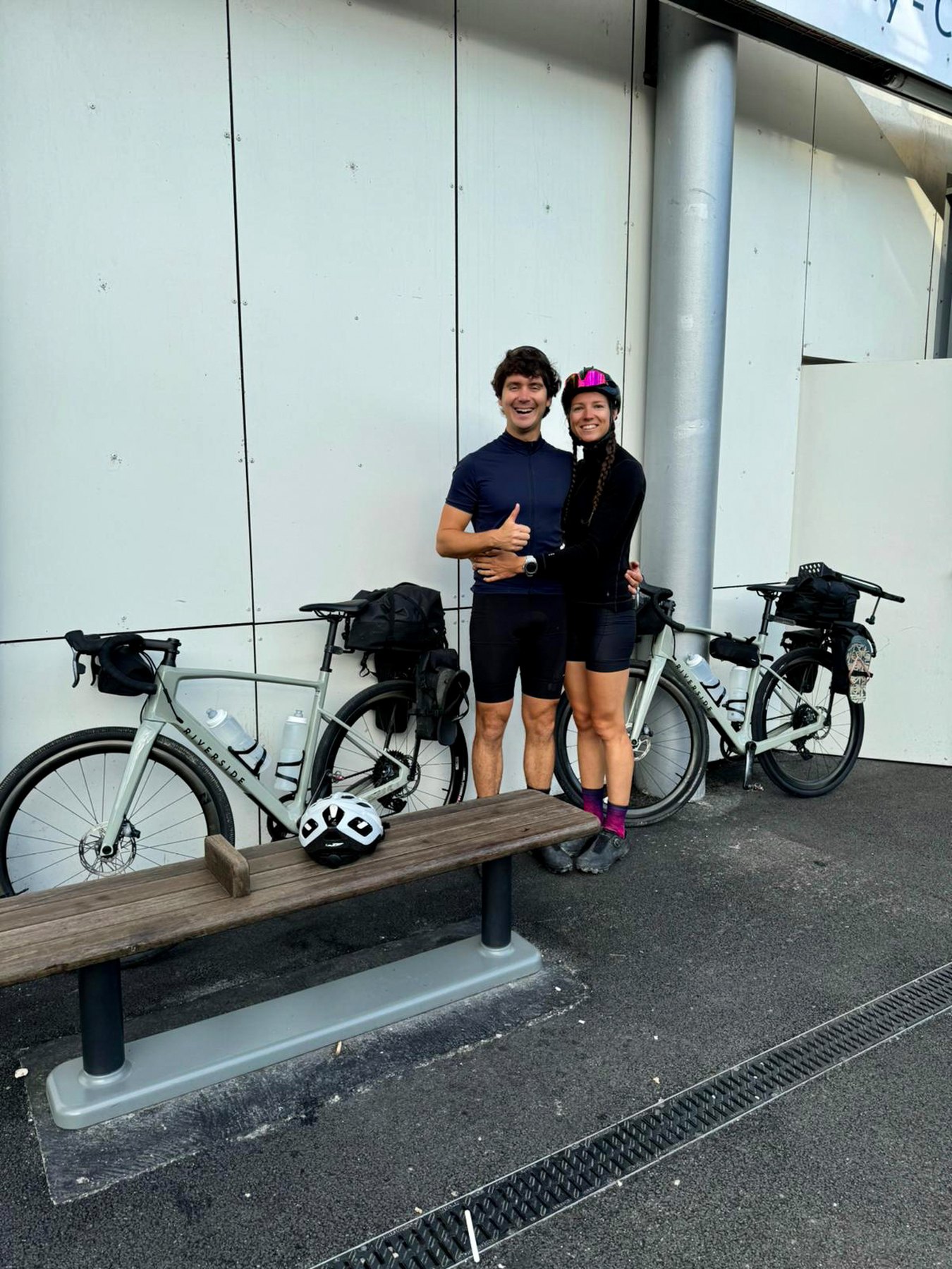End of the traverse, loaded bikes at the train station