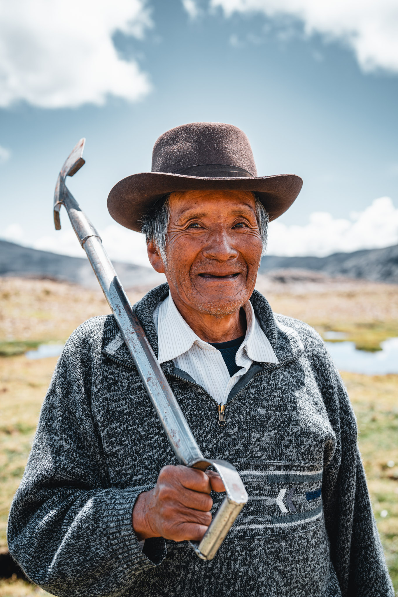 Andean elder walking