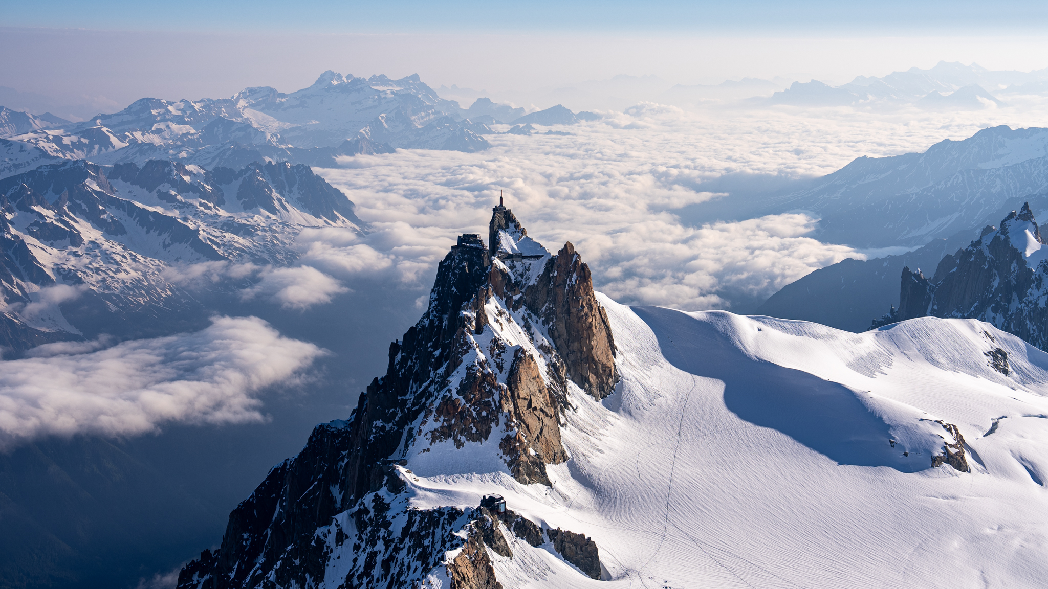 Aiguille du Midi in the clouds