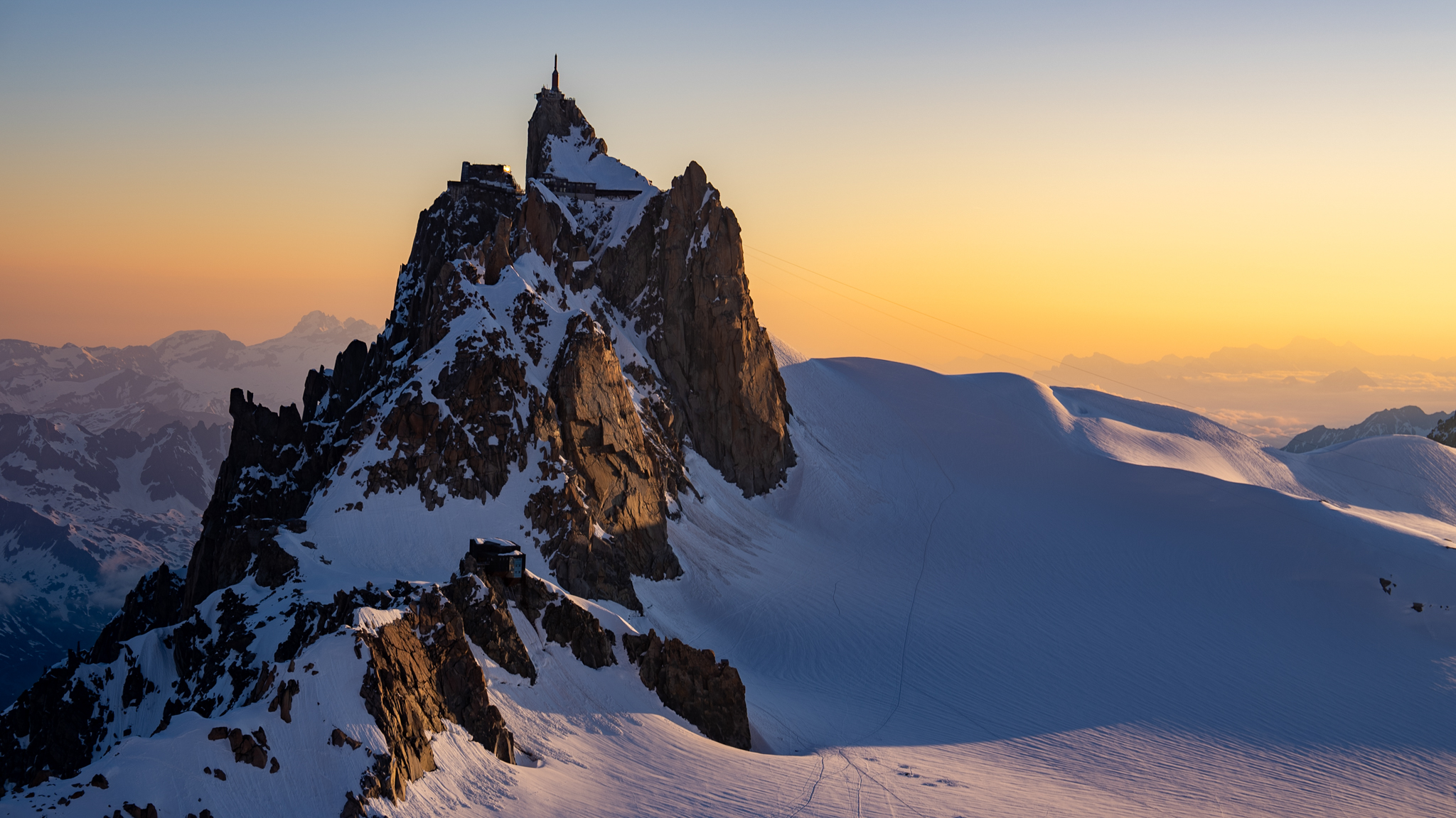 Alpine peak at sunset