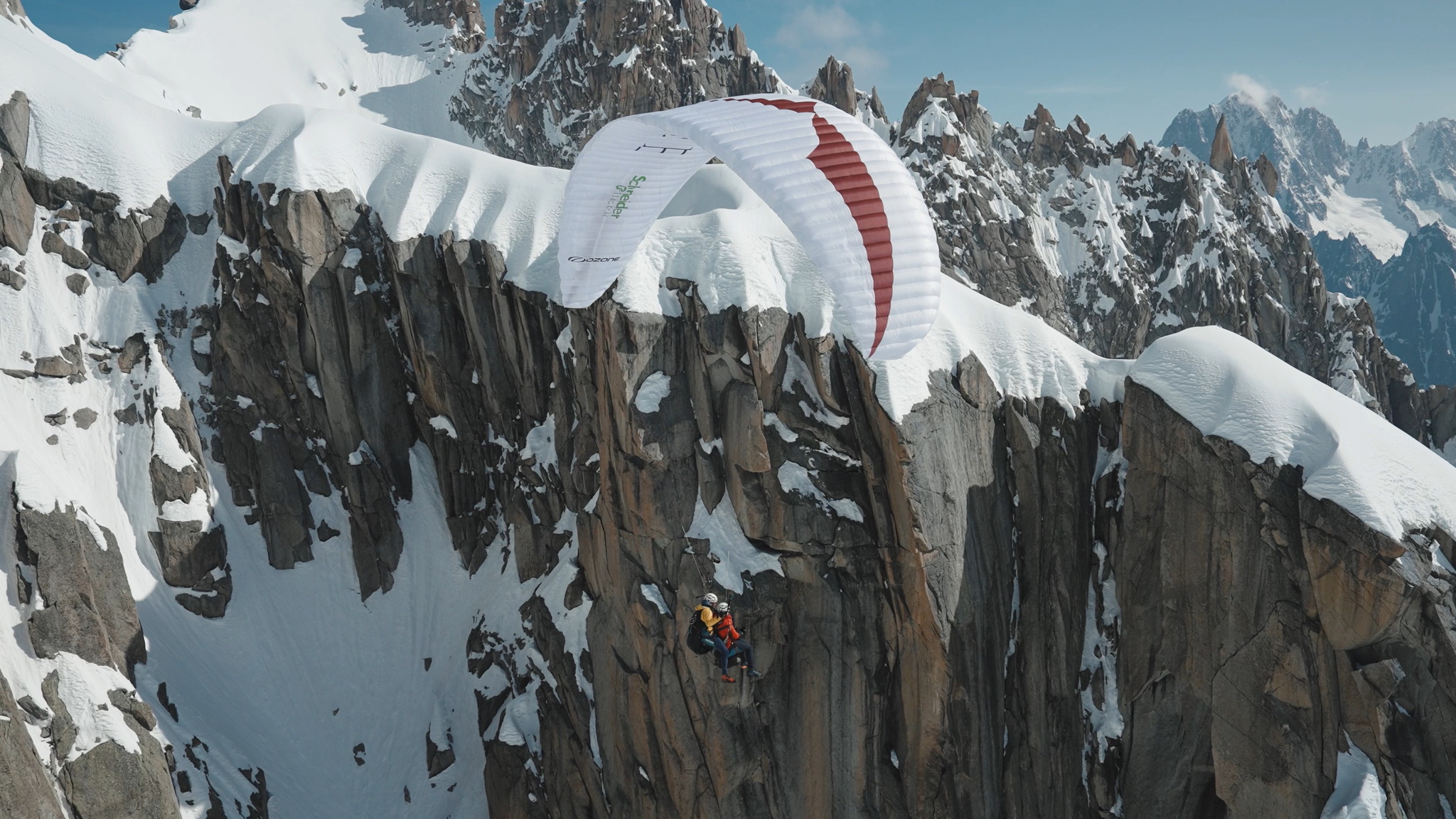 Speedriding down a mountain ridge
