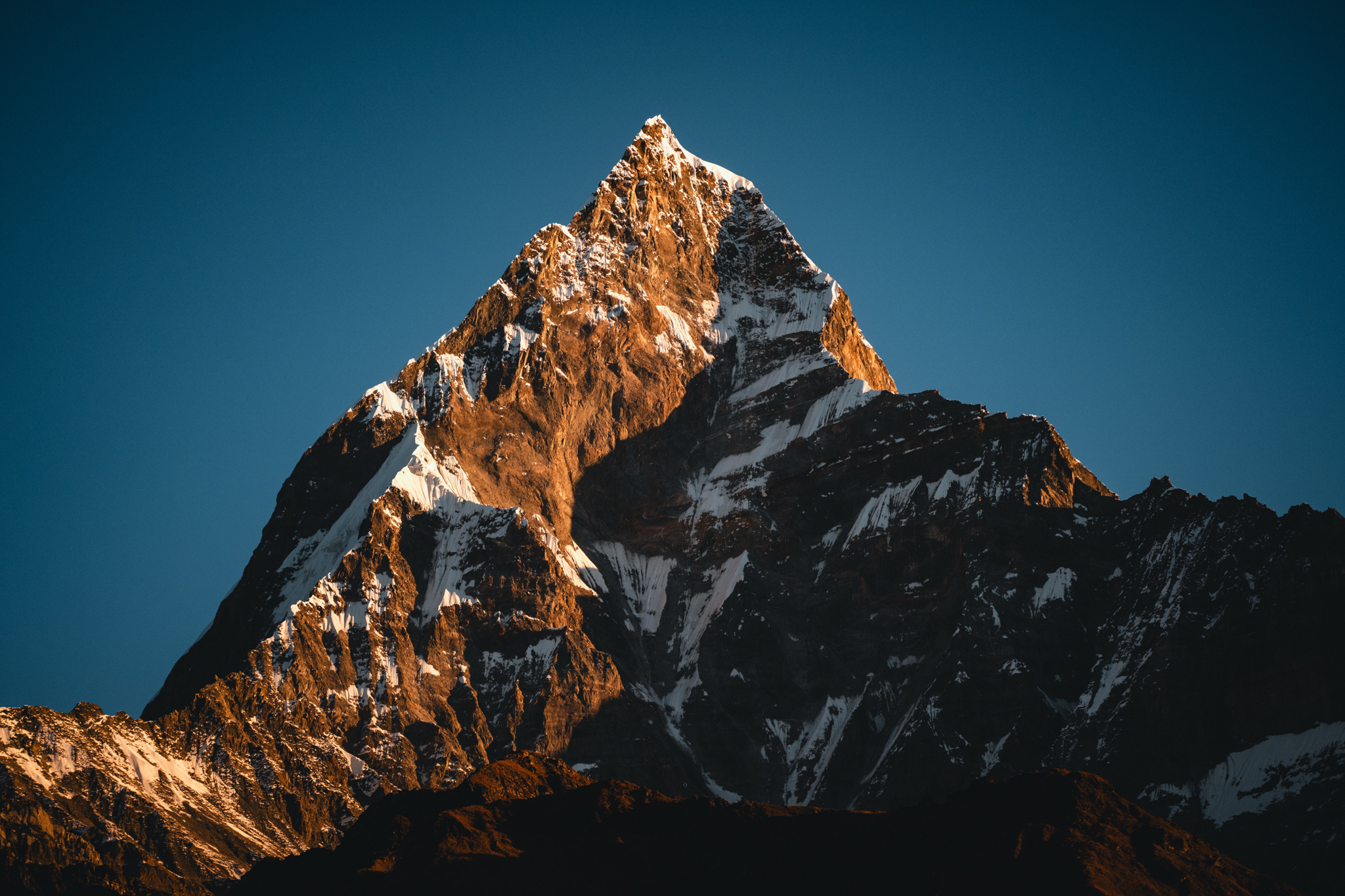 Himalayan peak in golden light